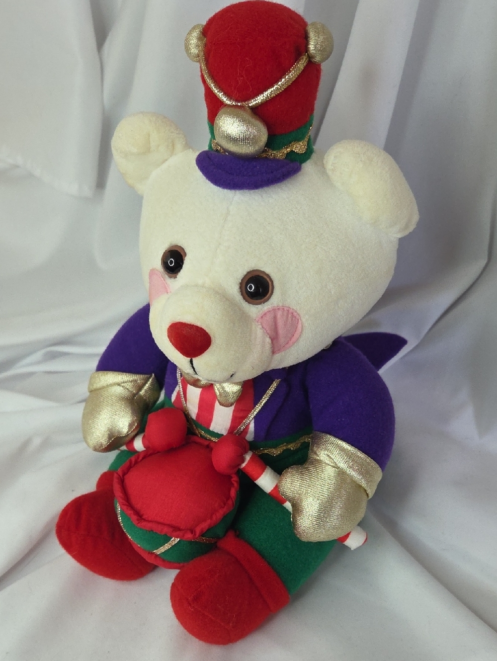 Drummer Boy Bear Avon 1994 Christmas Plush Fair Condition